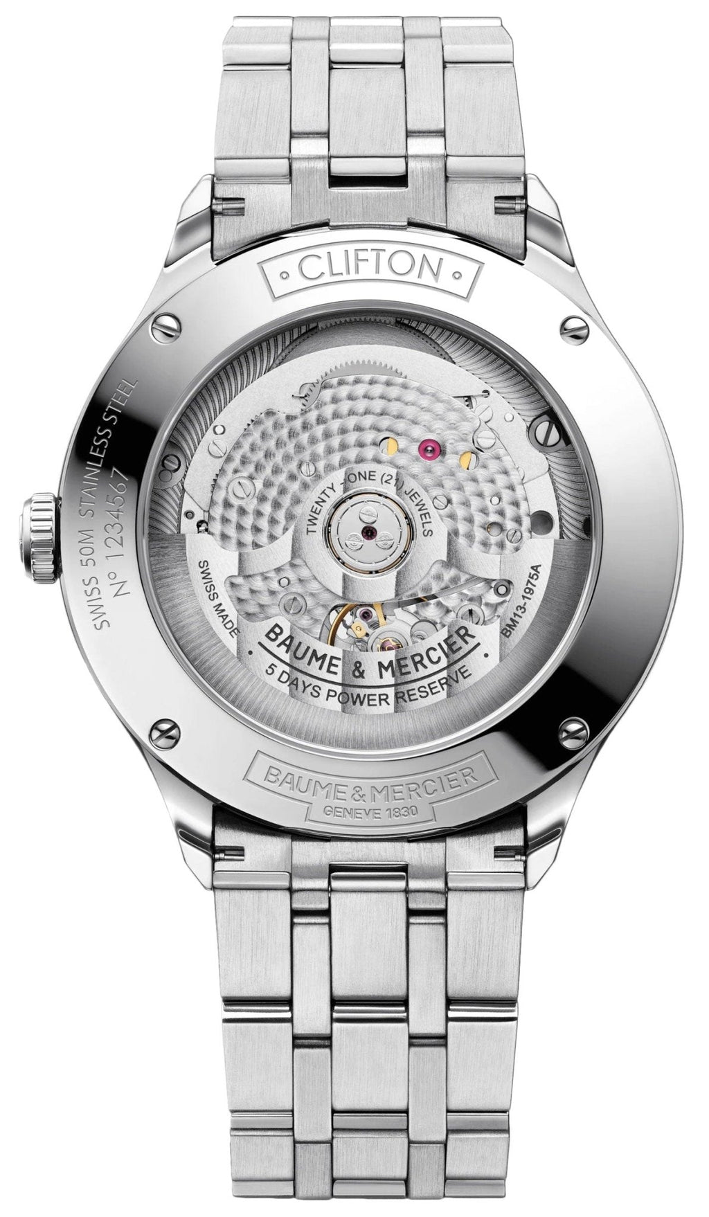 Baume & Mercier Clifton Baumatic COSC Automatic Stainless Steel White Dial Date Mens Watch M0A10505
