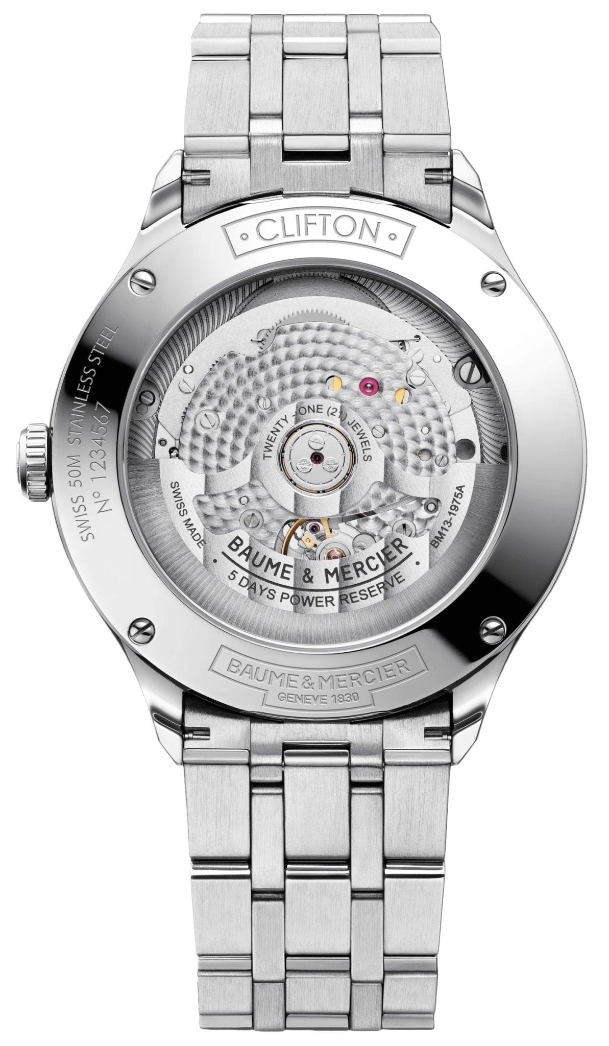 Baume & Mercier Clifton Baumatic COSC Automatic Stainless Steel White Dial Date Mens Watch M0A10505