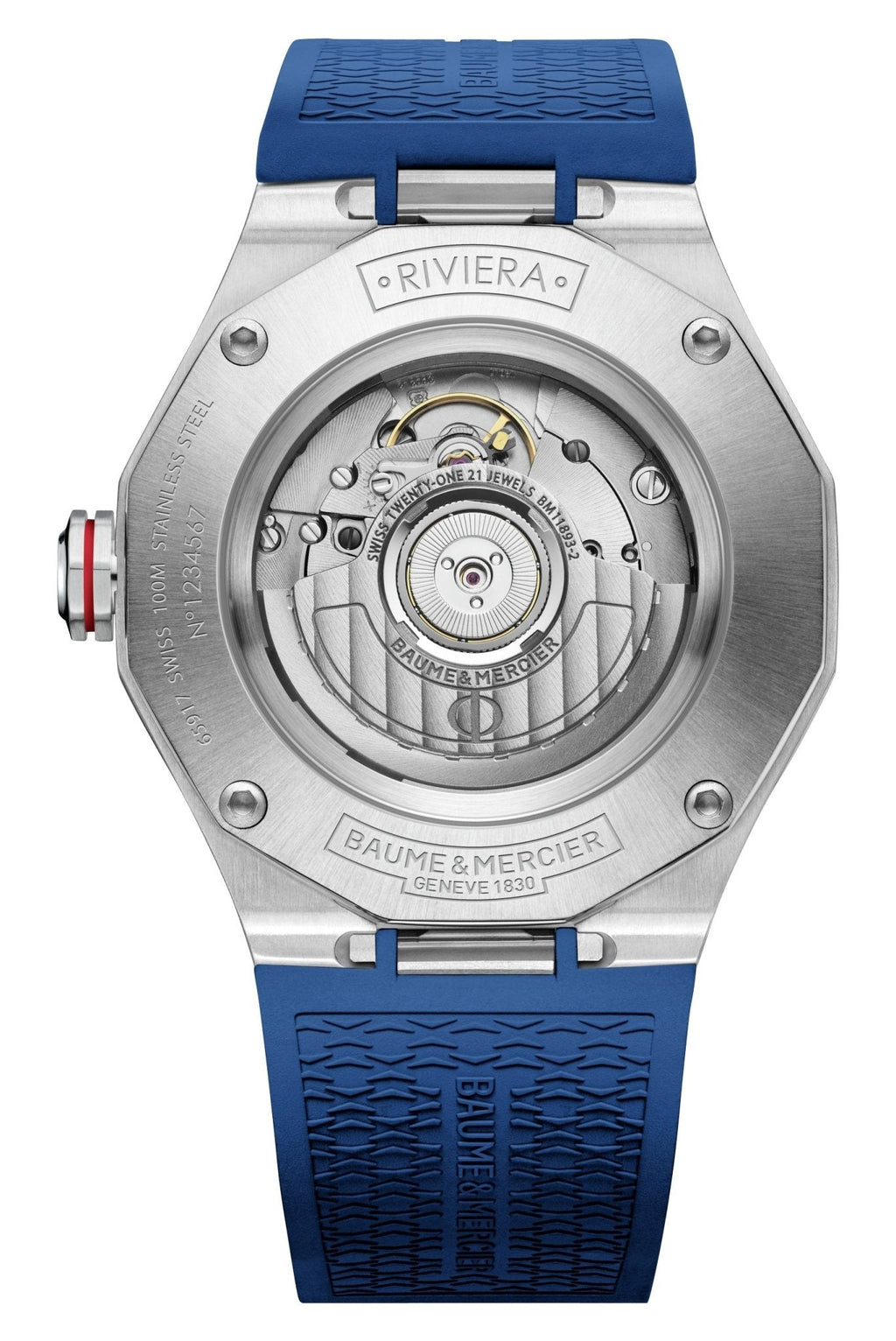 Baume & Mercier Riviera Automatic GMT Stainless Steel Blue Dial Blue Rubber Strap Date Mens Watch MOA10659