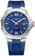 Baume & Mercier Riviera Automatic GMT Stainless Steel Blue Dial Blue Rubber Strap Date Mens Watch MOA10659