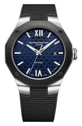 Baume & Mercier Riviera Automatic Stainless Steel & Black ADLC Blue Dial Black Rubber Strap Date Mens Watch M0A10768