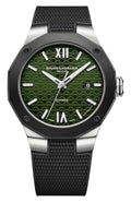 Baume & Mercier Riviera Automatic Stainless Steel & Black ADLC Green Dial Black Rubber Strap Date Mens Watch M0A10763