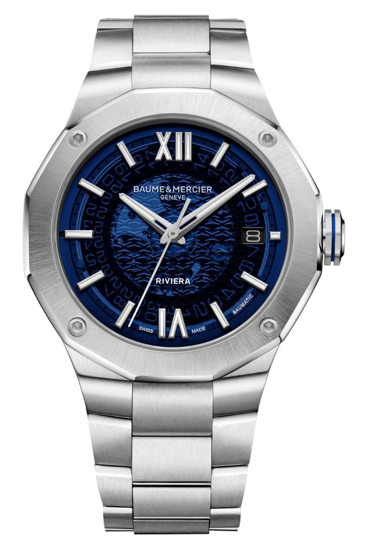 Baume & Mercier Riviera Automatic Stainless Steel Blue Dial Date Mens Watch M0A10616