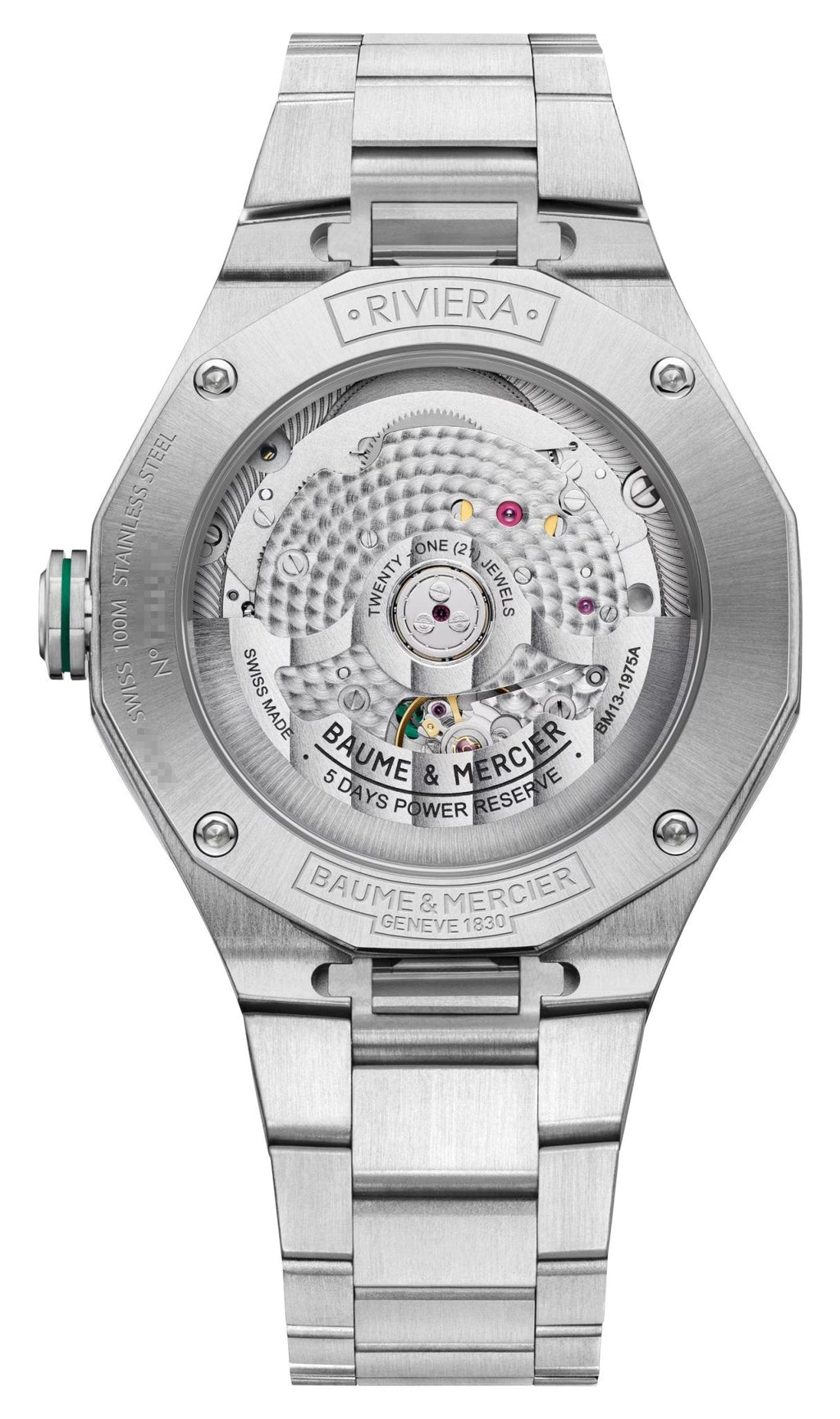 Baume & Mercier Riviera Automatic Stainless Steel Green Dial Date Mens Watch M0A10770