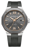 Baume & Mercier Riviera Automatic Stainless Steel & Titanium Gray Dial Gray Rubber Strap Date Mens Watch M0A10660