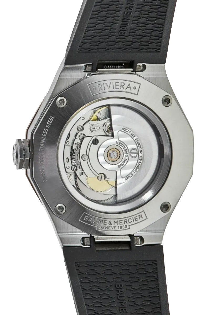 Baume & Mercier Riviera Automatic Stainless Steel & Titanium Gray Dial Gray Rubber Strap Date Mens Watch M0A10660