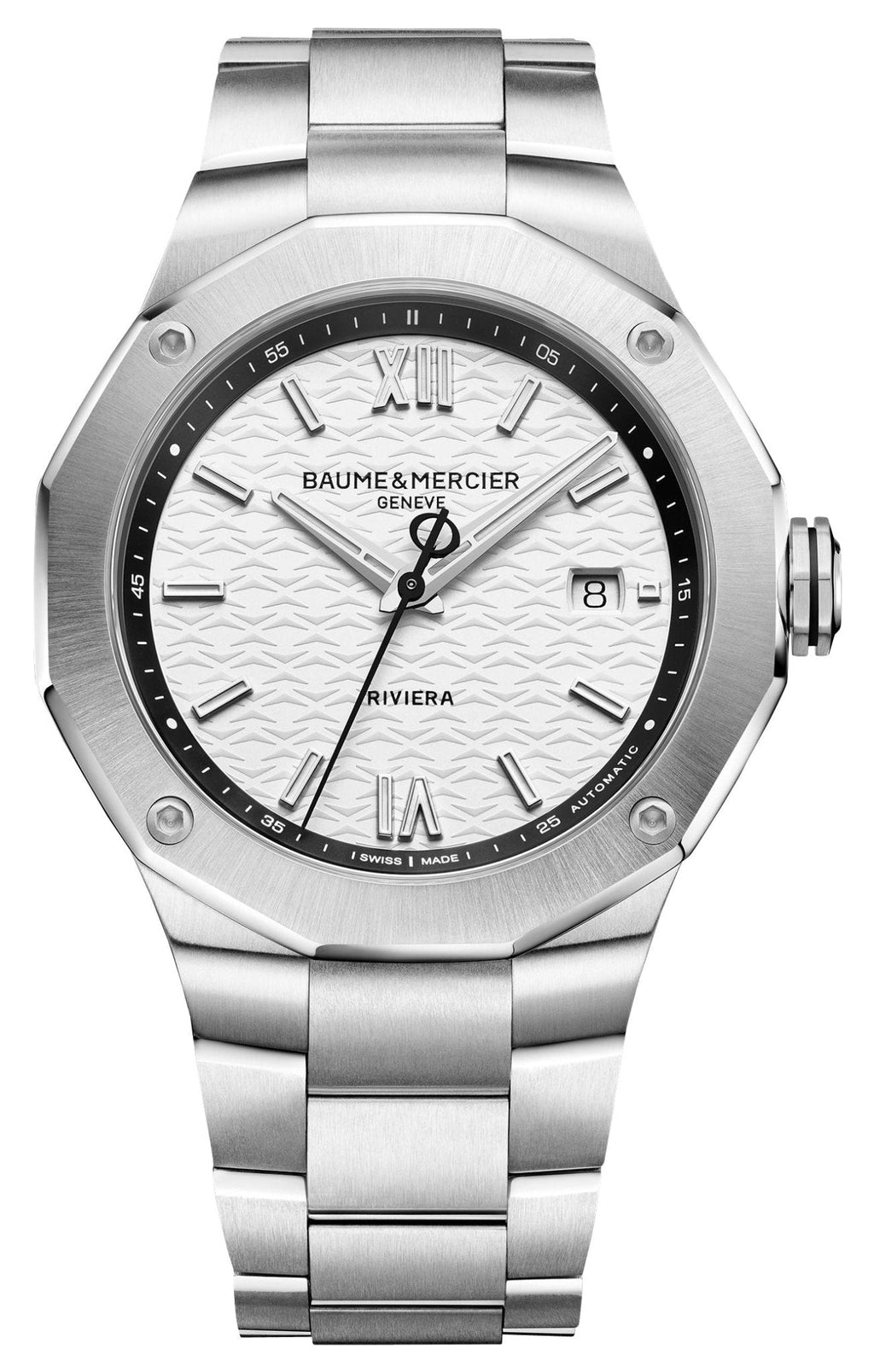 Baume & Mercier Riviera Automatic Stainless Steel White Dial Date Mens Watch M0A10829