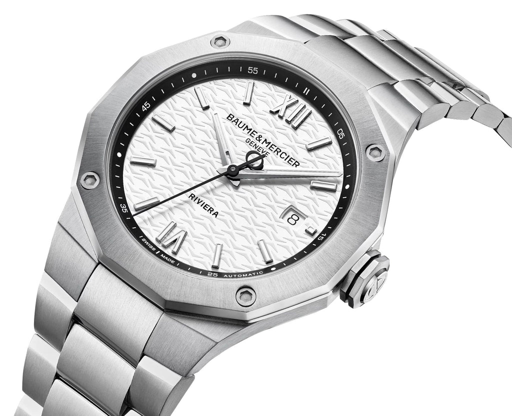 Baume & Mercier Riviera Automatic Stainless Steel White Dial Date Mens Watch M0A10829
