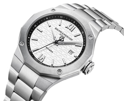 Baume & Mercier Riviera Automatic Stainless Steel White Dial Date Mens Watch M0A10829