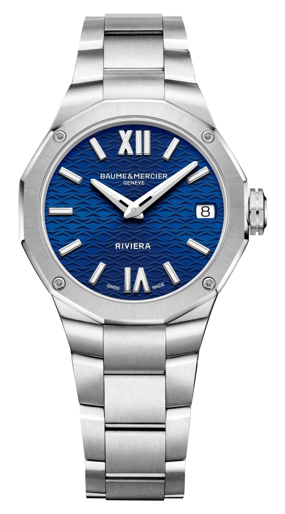 Baume & Mercier Riviera Stainless Steel Blue Dial Date Quartz Womens Watch M0A10727