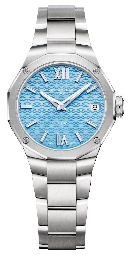 Baume & Mercier Riviera Stainless Steel Blue Dial Date Quartz Womens Watch M0A10811