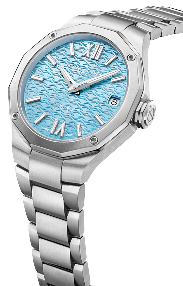 Baume & Mercier Riviera Stainless Steel Blue Dial Date Quartz Womens Watch M0A10811