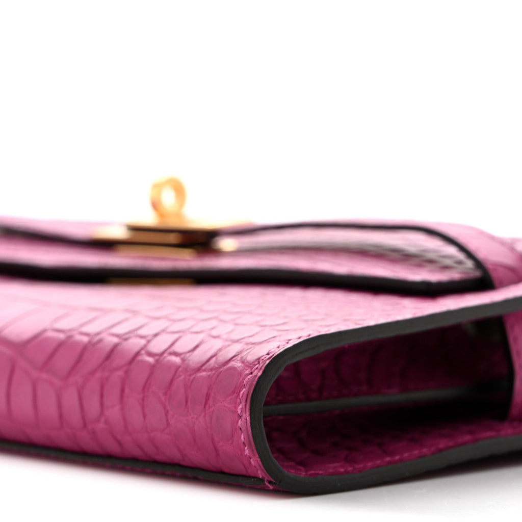 Matte Alligator Kelly Wallet To Go Rose Scheherazade