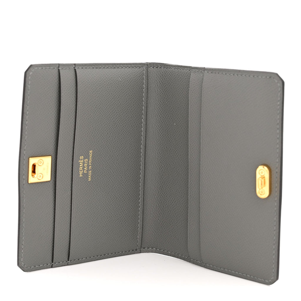 Madame Calfskin Medor Card Holder Gris Meyer