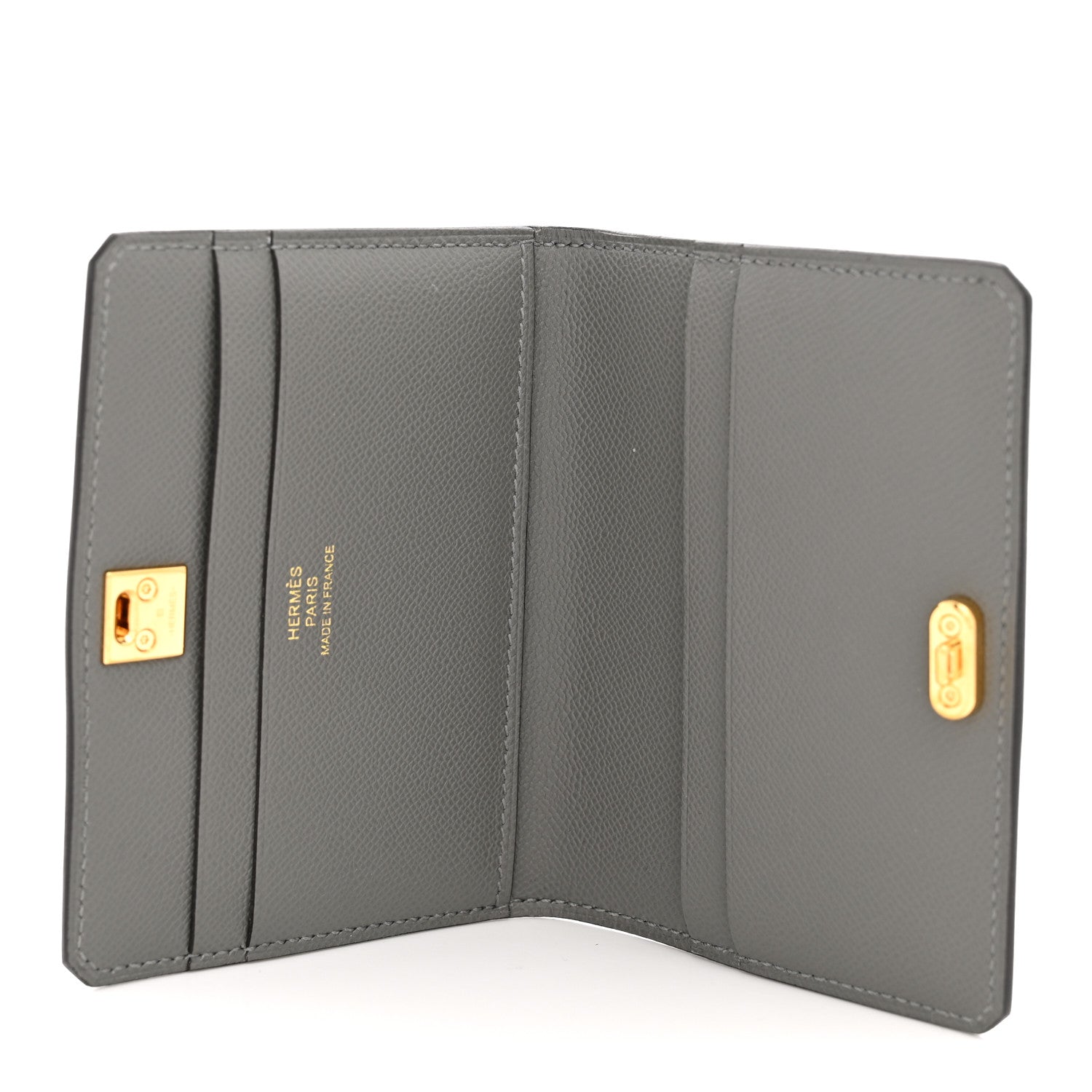Madame Calfskin Medor Card Holder Gris Meyer