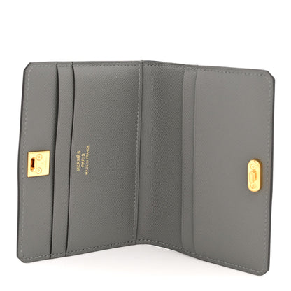 Madame Calfskin Medor Card Holder Gris Meyer
