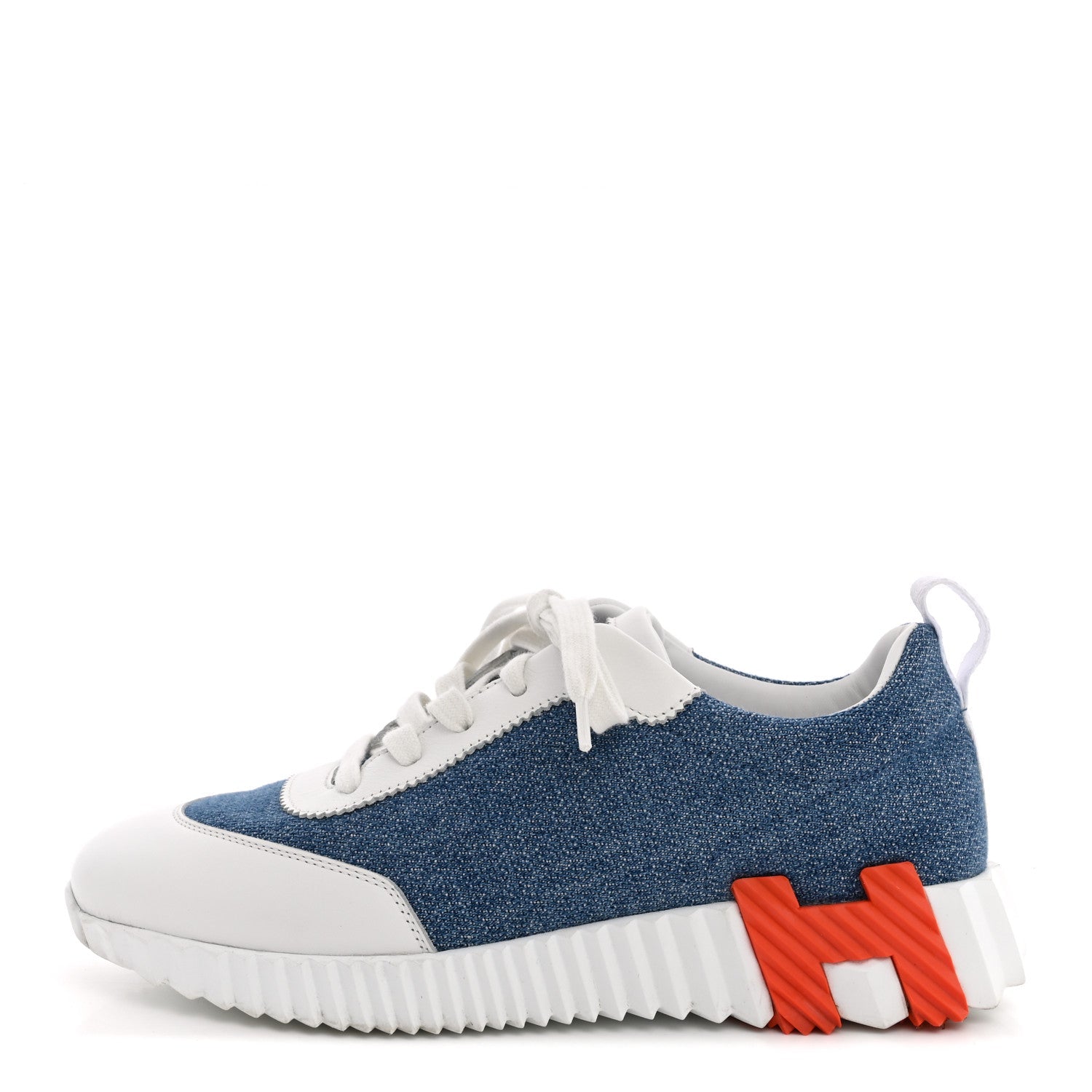 Denim Suede Goatskin Bouncing Sneakers 37.5 Bleu Clair White