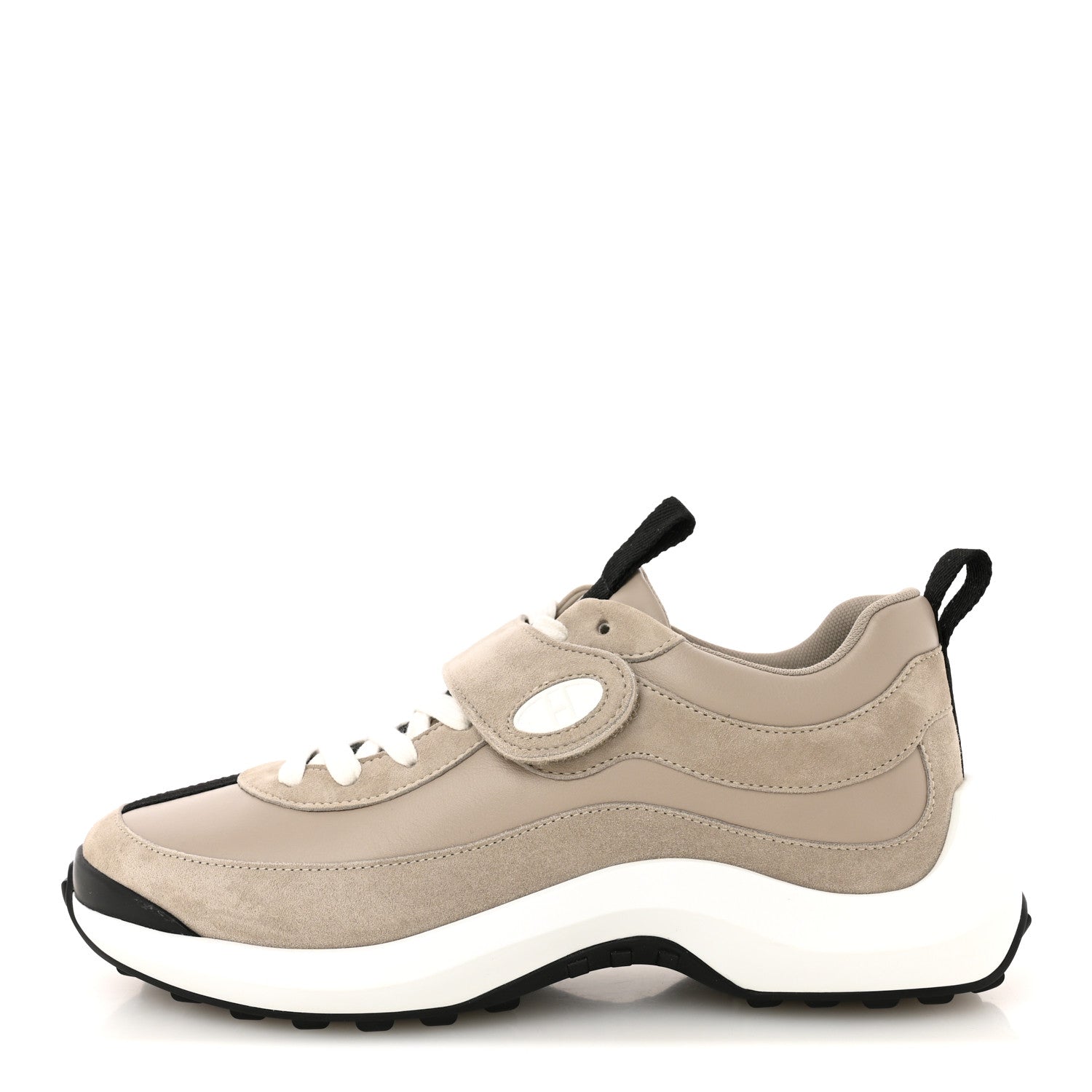 Calfskin Suede Goatskin Loop Sneakers 37 Beige Galet
