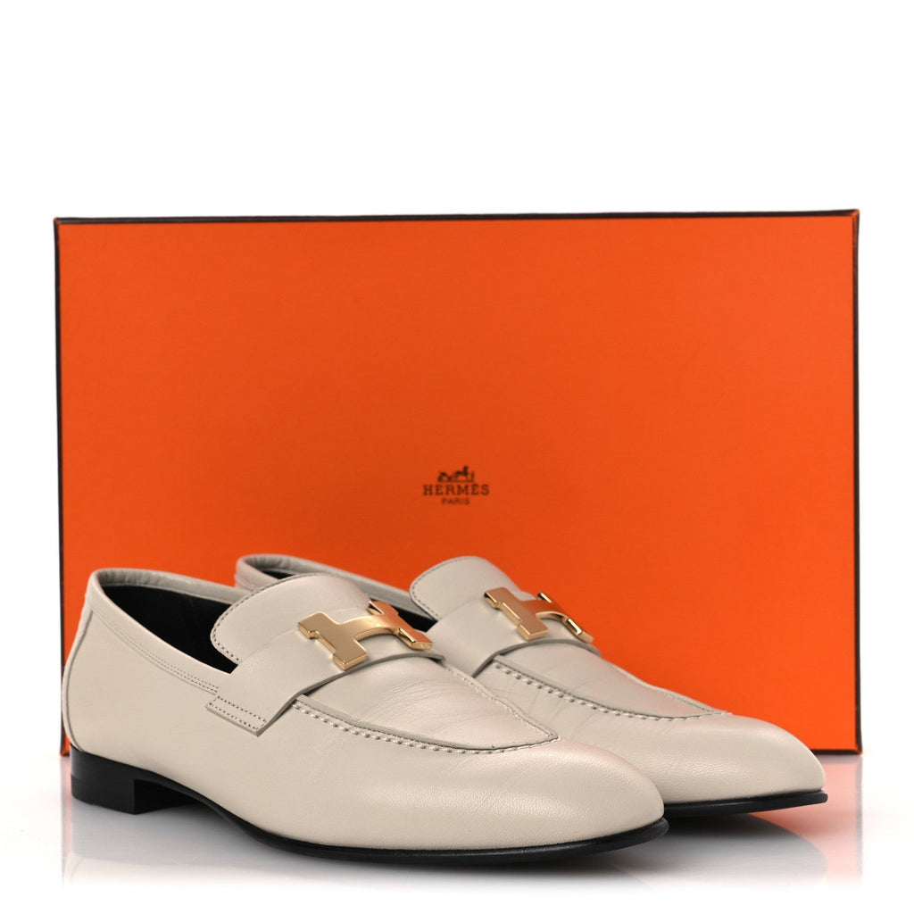 Goatskin Womens Paris Loafers 37 Beige Glaise