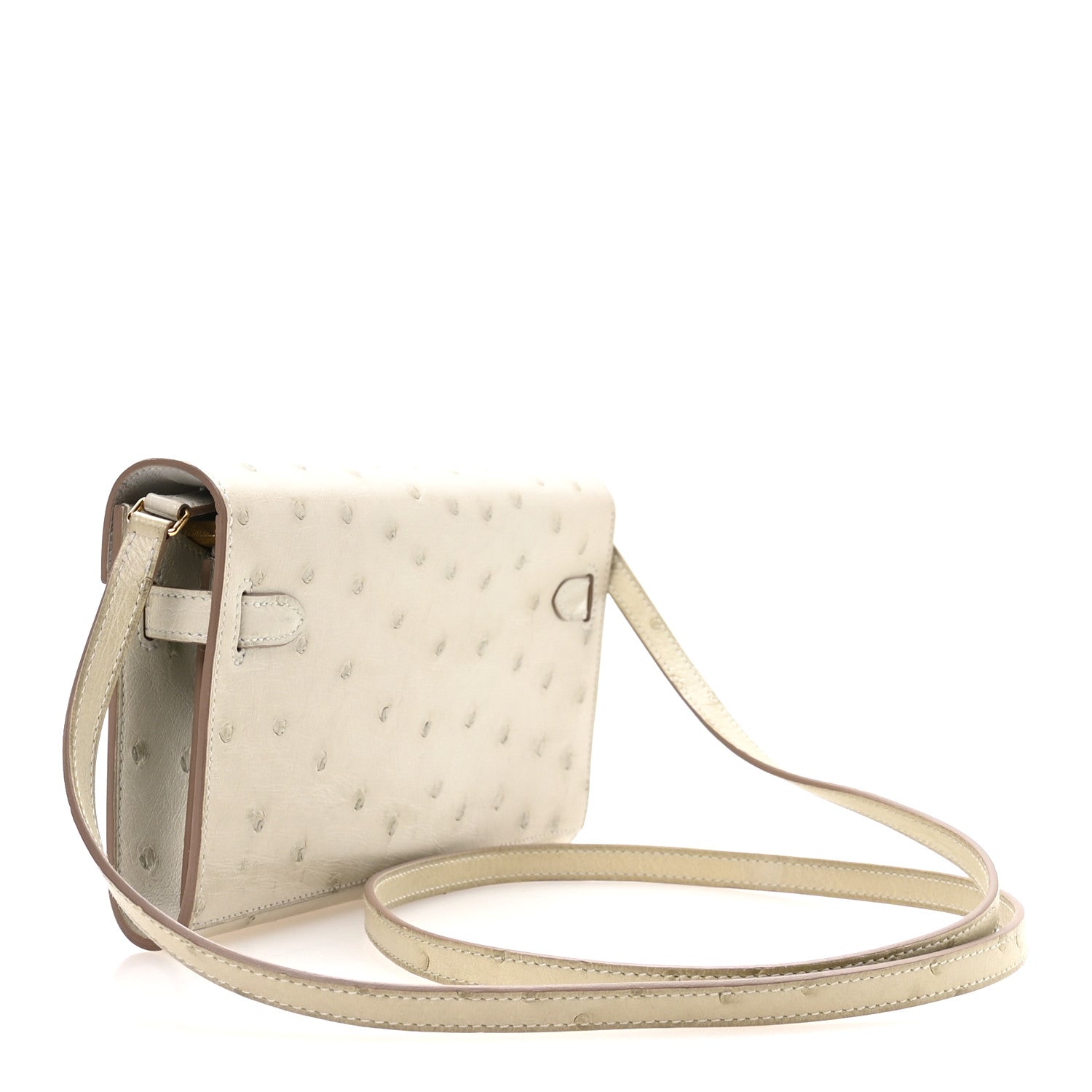 Ostrich Kelly Wallet To Go Gris Perle