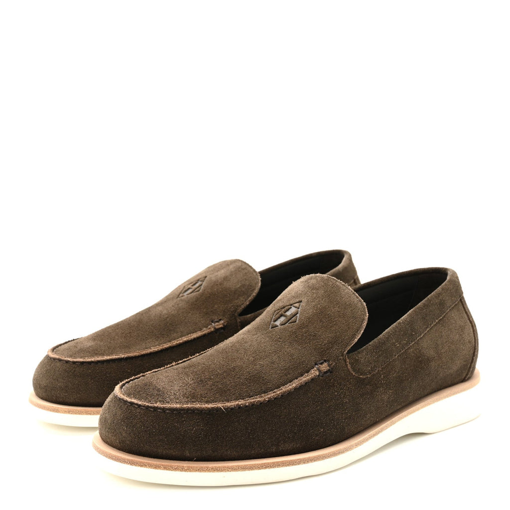 Suede Calfskin Mens Low Loafers 41.5 Ecorce