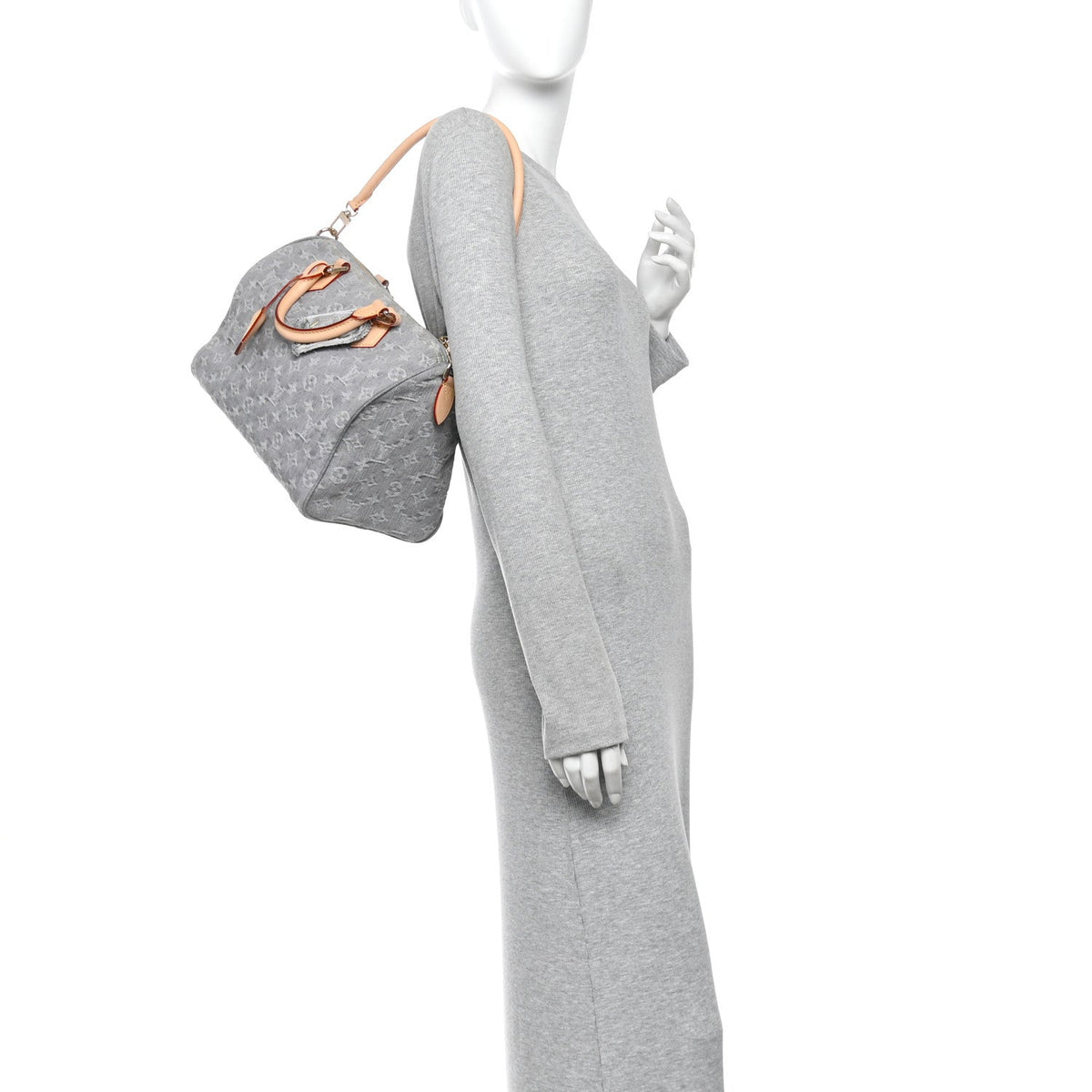 Monogram Denim Speedy Soft 30 Washed Gray