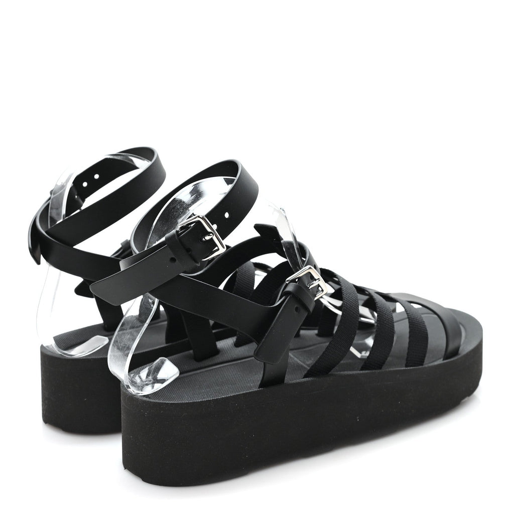 Calfskin Nylon Jupiter Sandals 40 Black