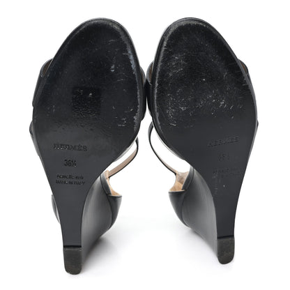 Calfskin Legend Wedge Sandals Black