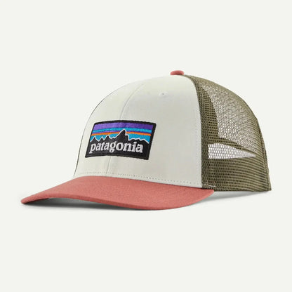 Patagonia P-6 Logo LoPro Trucker Hat – White with Redtail Rust