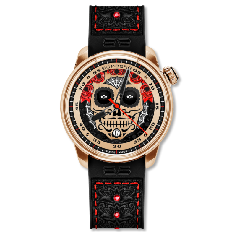 Bomberg Día De Los Muertos Men's Gold Watch