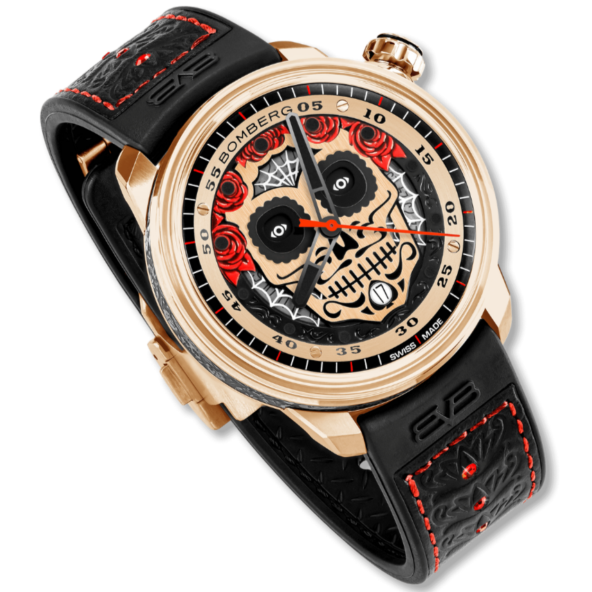 Bomberg Día De Los Muertos Men's Gold Watch