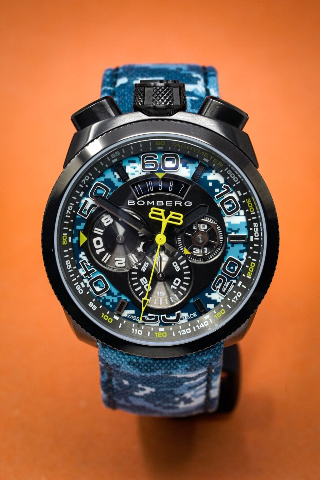 Bomberg Men's Chronograph Watch BOLT-68 Blue Camo Limited Edition