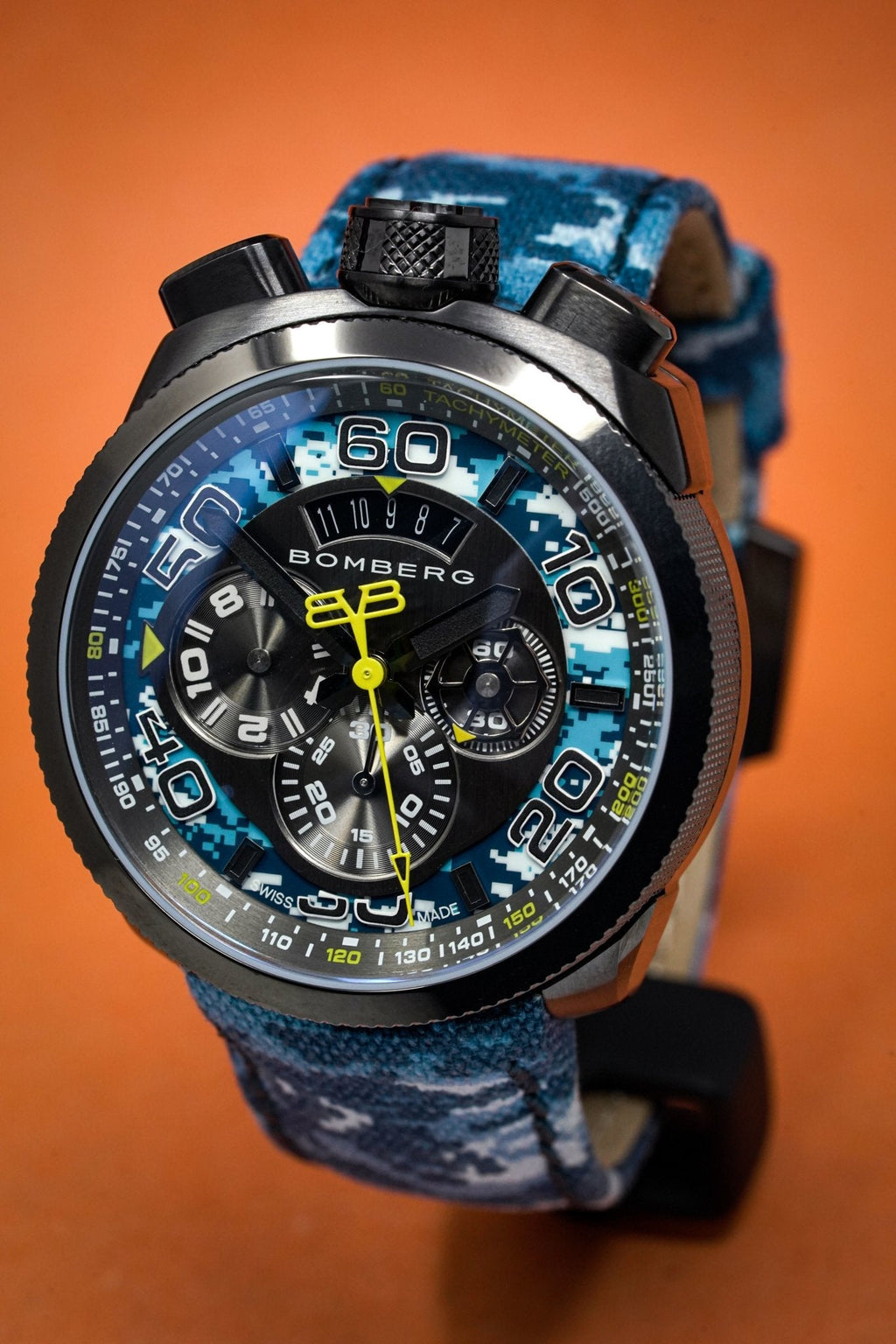 Bomberg Men's Chronograph Watch BOLT-68 Blue Camo Limited Edition