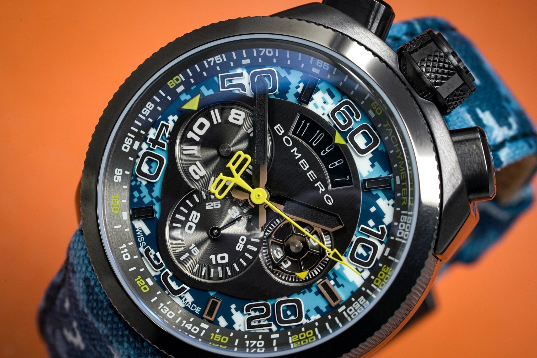 Bomberg Men's Chronograph Watch BOLT-68 Blue Camo Limited Edition