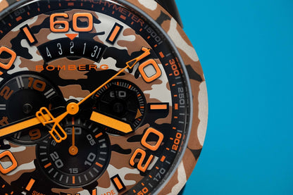 Bomberg Men's Chronograph Watch BOLT-68 Orange Camouflage Limited Edition