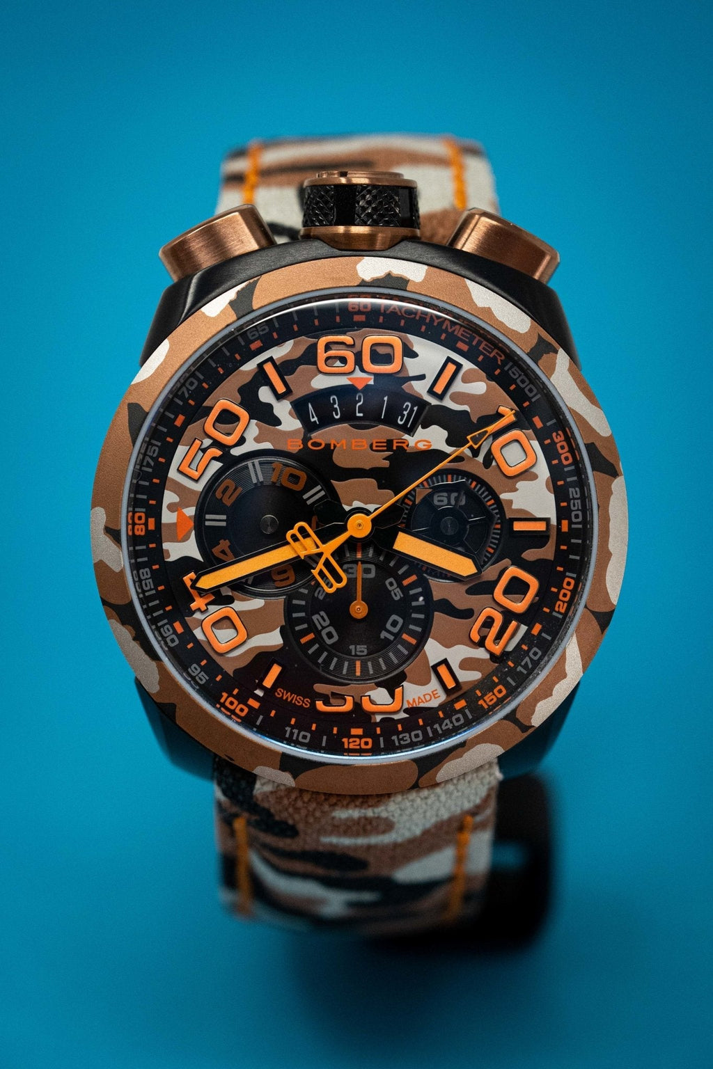 Bomberg Men's Chronograph Watch BOLT-68 Orange Camouflage Limited Edition