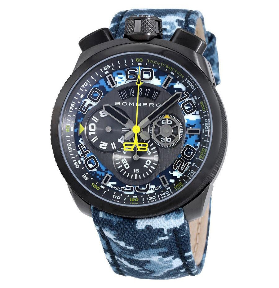 Bomberg Men's Chronograph Watch BOLT-68 Blue Camo Limited Edition