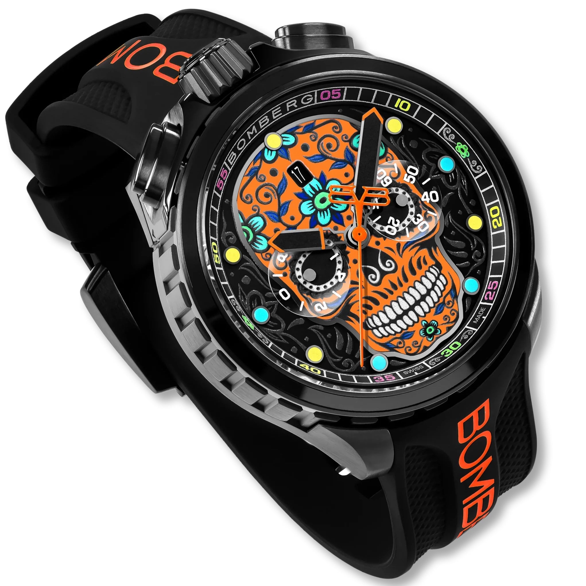 Bomberg Sugar Skull Orange Men's Limited Edition Watch
