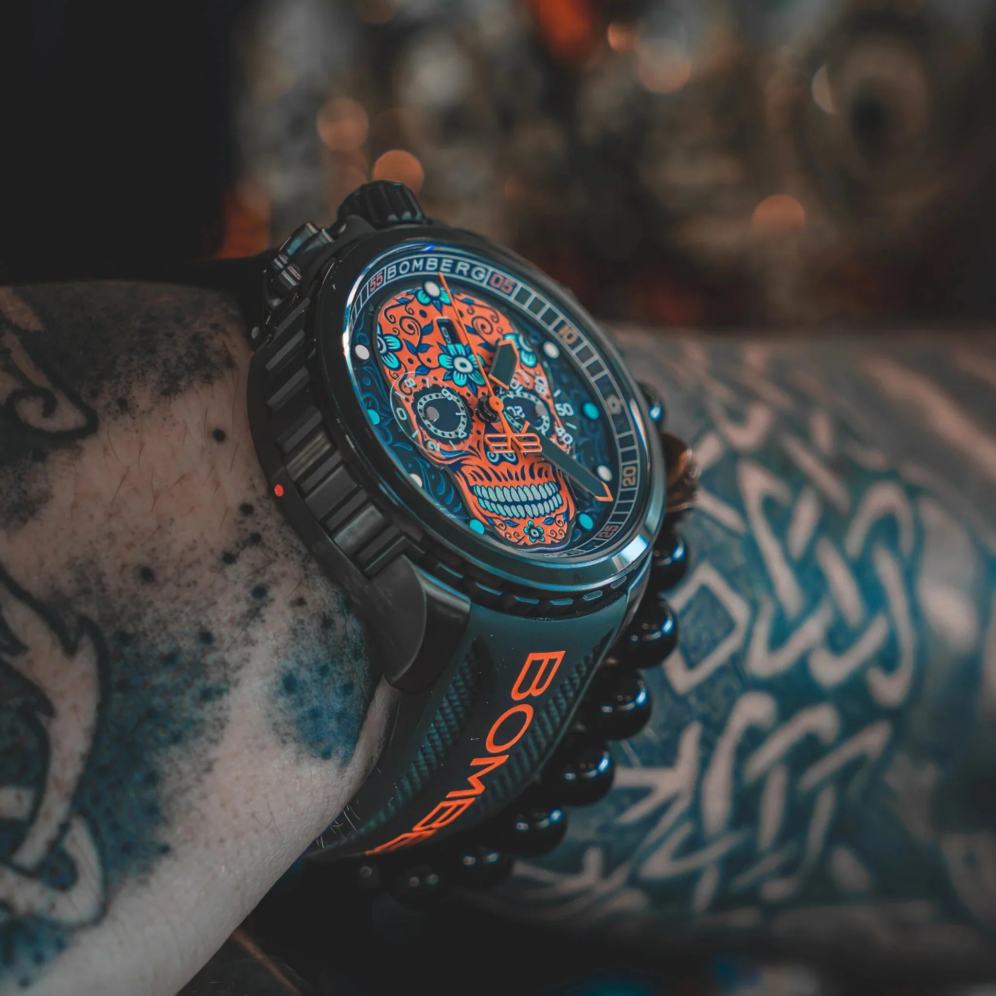 Bomberg Sugar Skull Orange Men's Limited Edition Watch