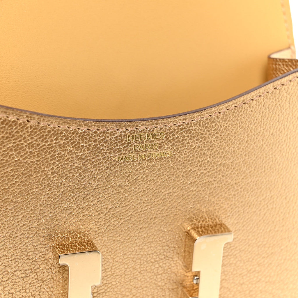 Metallic Chevre Chamkilight Constance Slim Wallet Dore