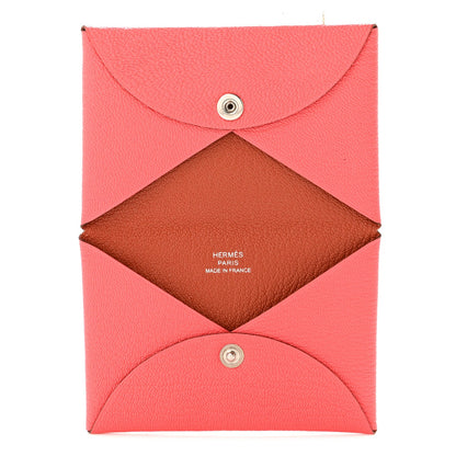 Chevre Mysore Verso Calvi Card Case Rose Texas Sienne