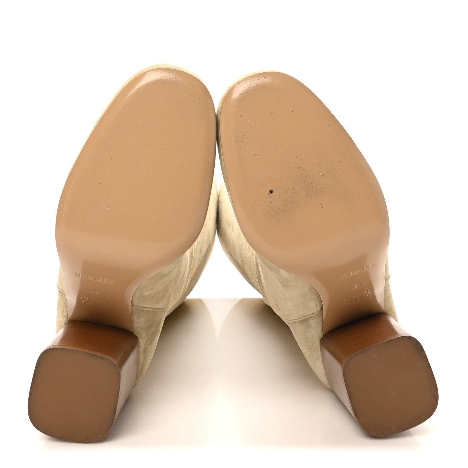 Suede Calfskin Lisiere 90 Boots 38 Beige Lin