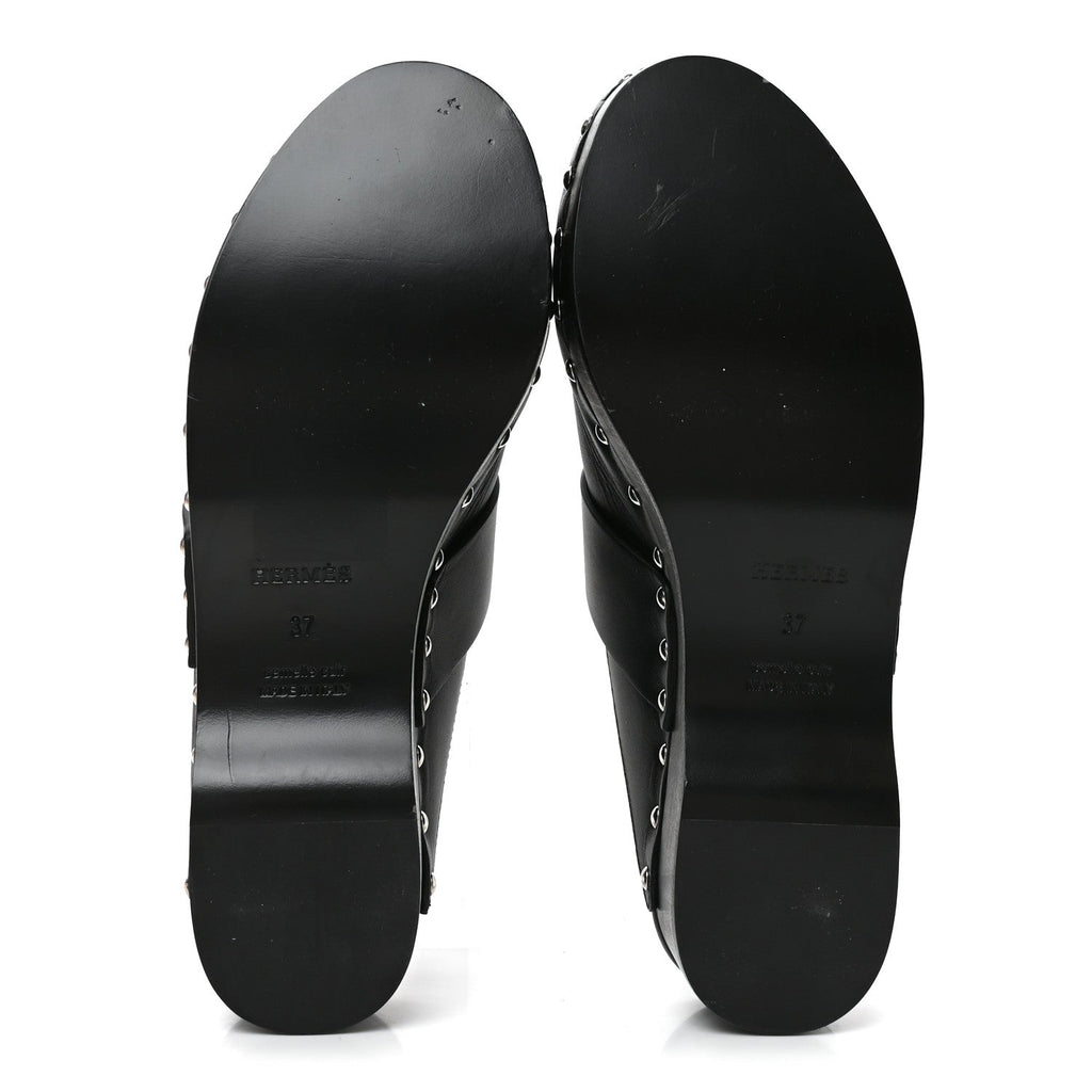 Calfskin Calya Mules 37 Black