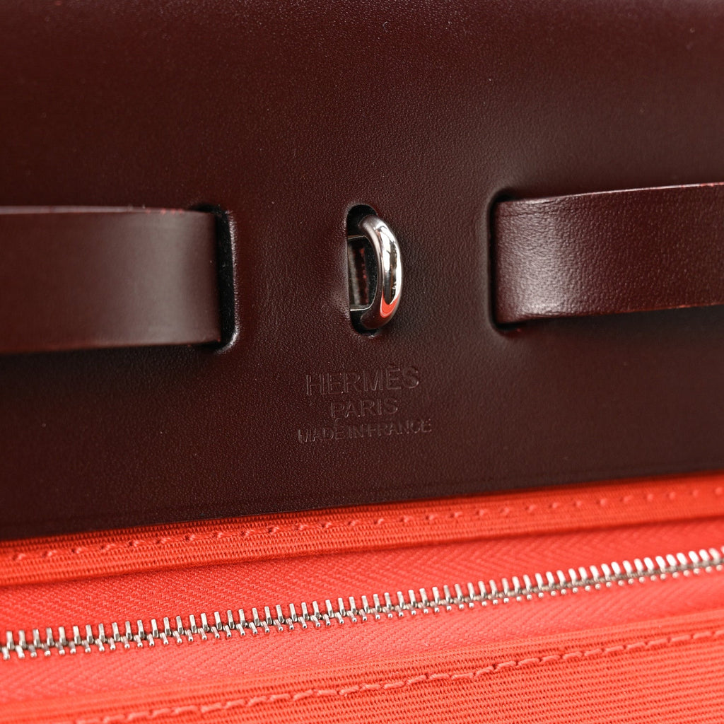 Military Toile Vache Hunter Tri-Color Herbag Zip Retourne 31 PM Rouge H Cuirve Orange Mecano