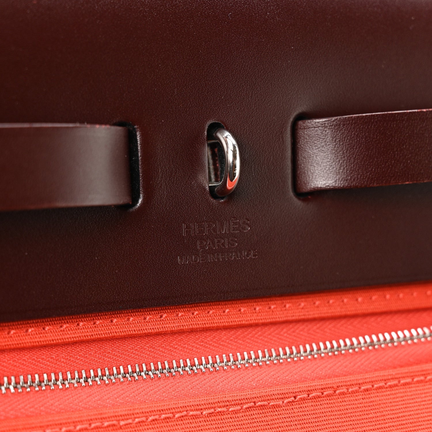Military Toile Vache Hunter Tri-Color Herbag Zip Retourne 31 PM Rouge H Cuirve Orange Mecano