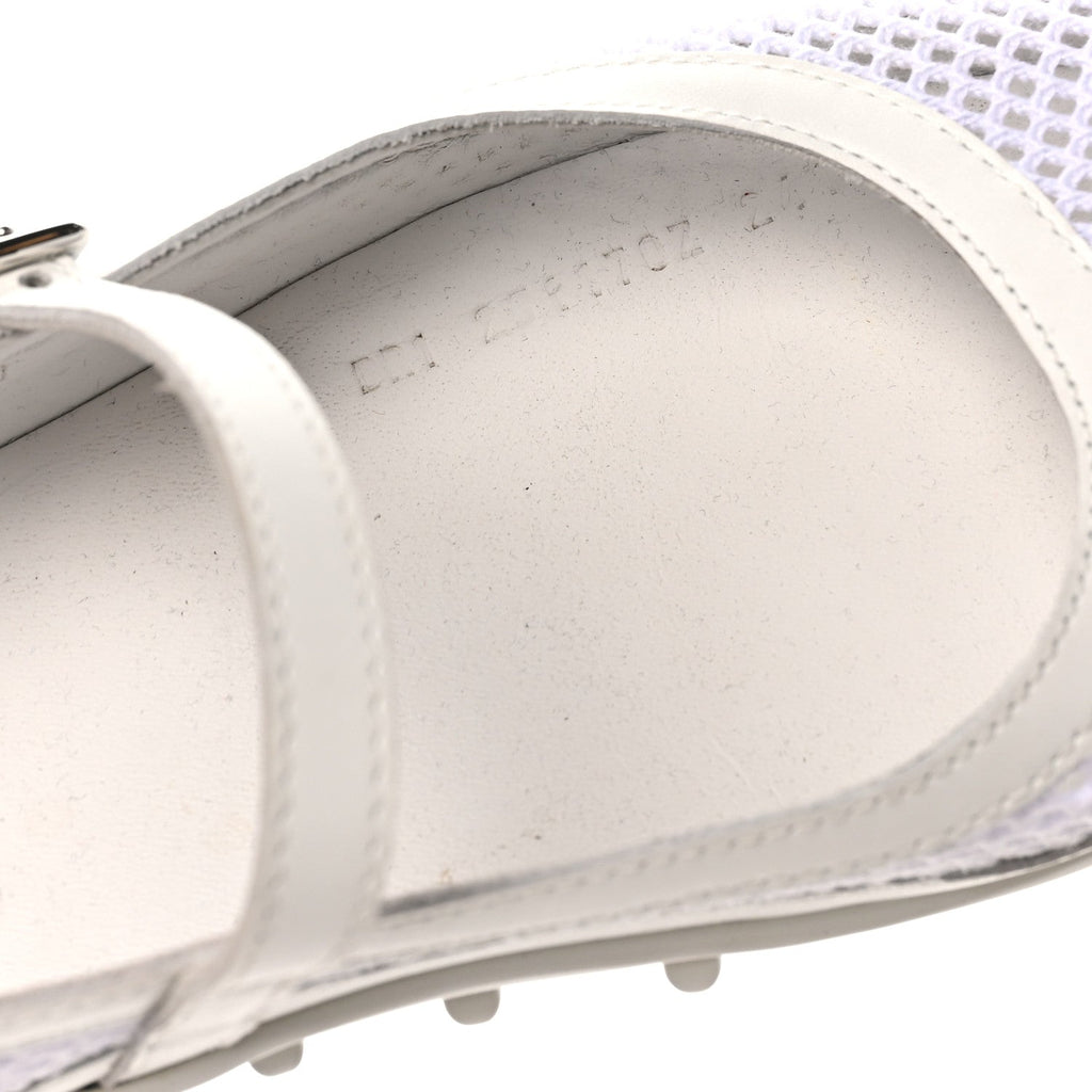 Crochet Knit Calfskin Kichu Ballet Flats 39 White