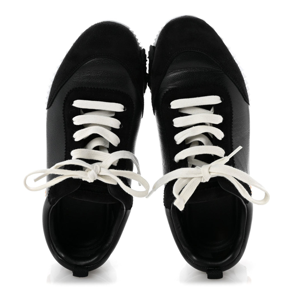 Goatskin Suede Goatskin Bouncing Sneakers 37.5 Black