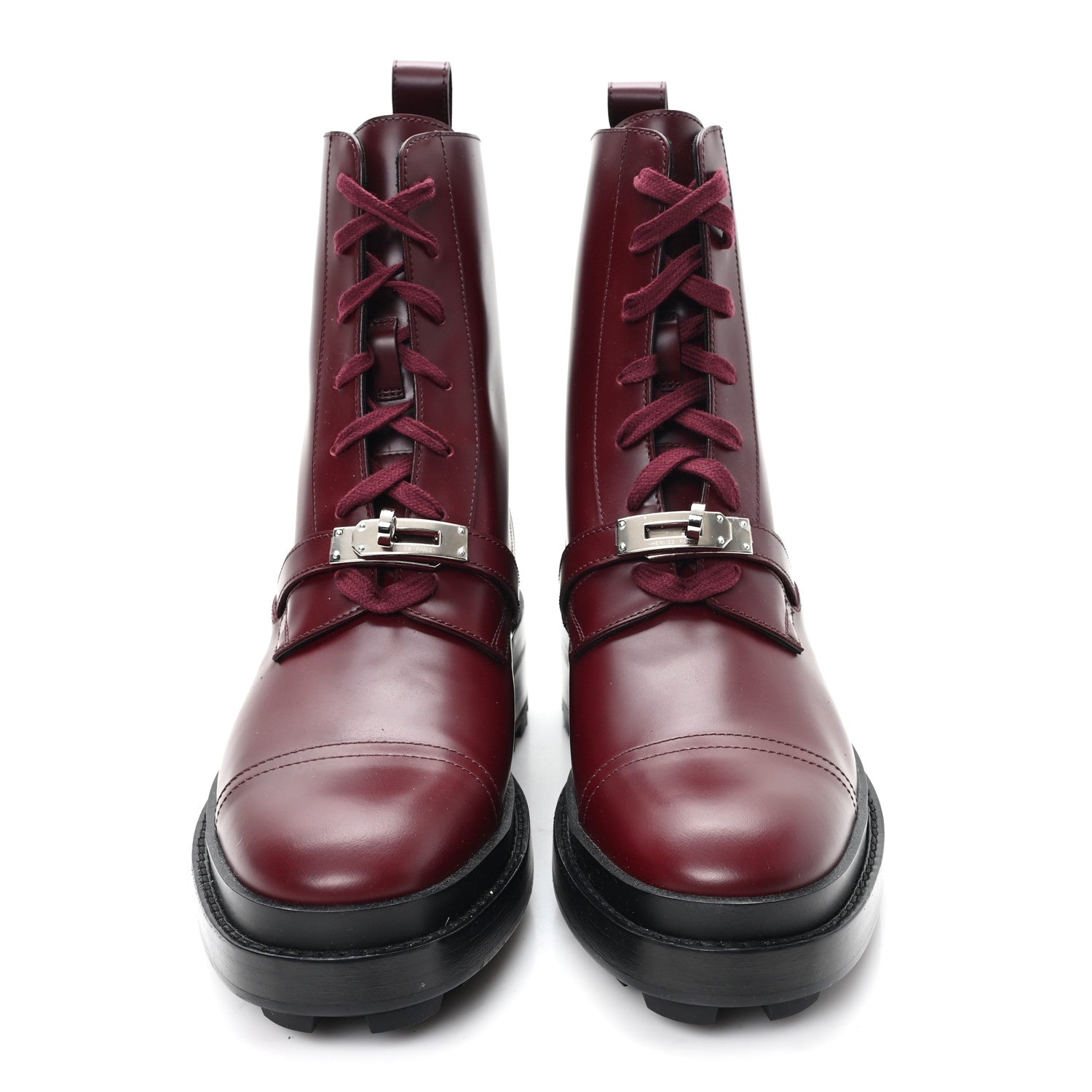 Glossed Calfskin Funk Ankle Boots 38.5 Rouge H