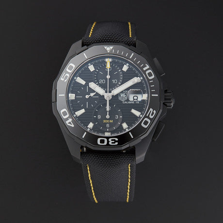 Tag Heuer Aquaracer Chronograph PVD Black Dial Black Nylon Strap Watch for Men - CAY218A.FC6361