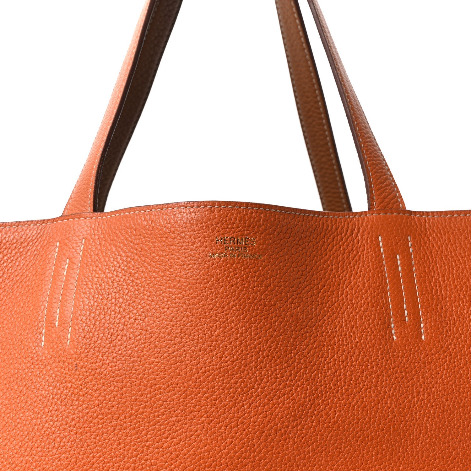 Taurillon Clemence Double Sens Reversible Tote Orange Gold